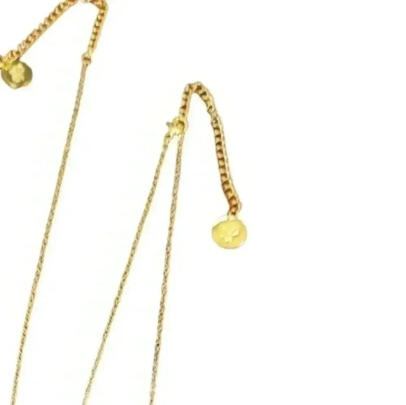 Plunder Designs Set Of Two Bar  Necklaces With Clear Gem Accents On Gold Chain - Picture 3 of 4